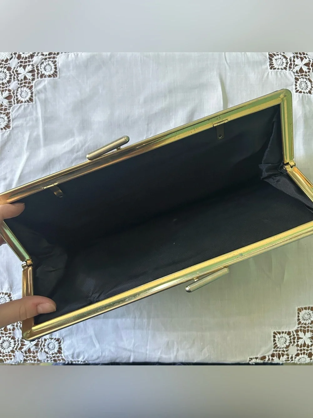 Classic Black Clutch with Gold Frame